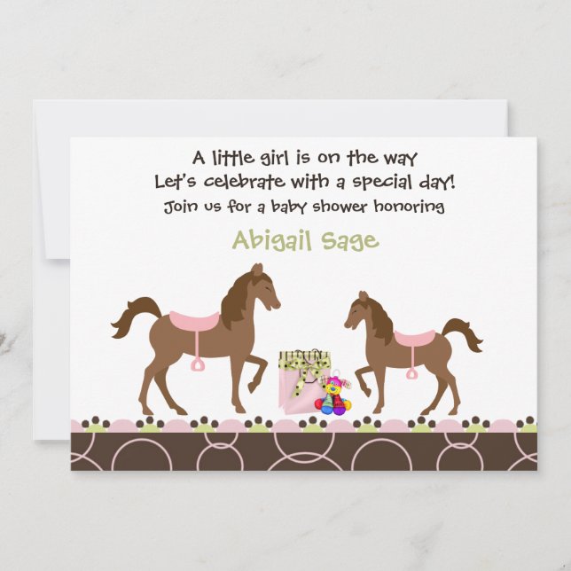 Horse Baby Shower Invitation for Girls (Front)