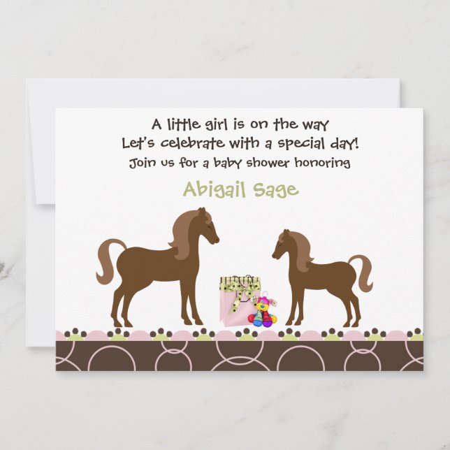 Horse Baby Shower Invitation for Girls (Front)