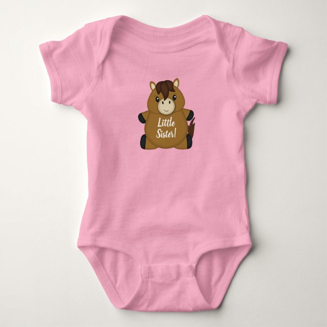 Horse Baby Shower Pink Bodysuit (Front)