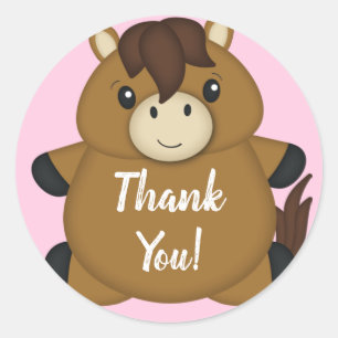 Horse Baby Shower Pink Classic Round Sticker