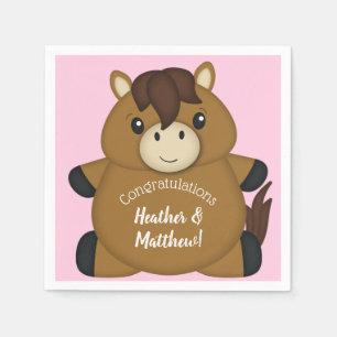 Horse Baby Shower Pink Napkin