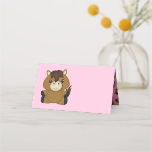Horse Baby Shower Pink Place Card