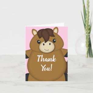 Horse Baby Shower Pink Thank You Card