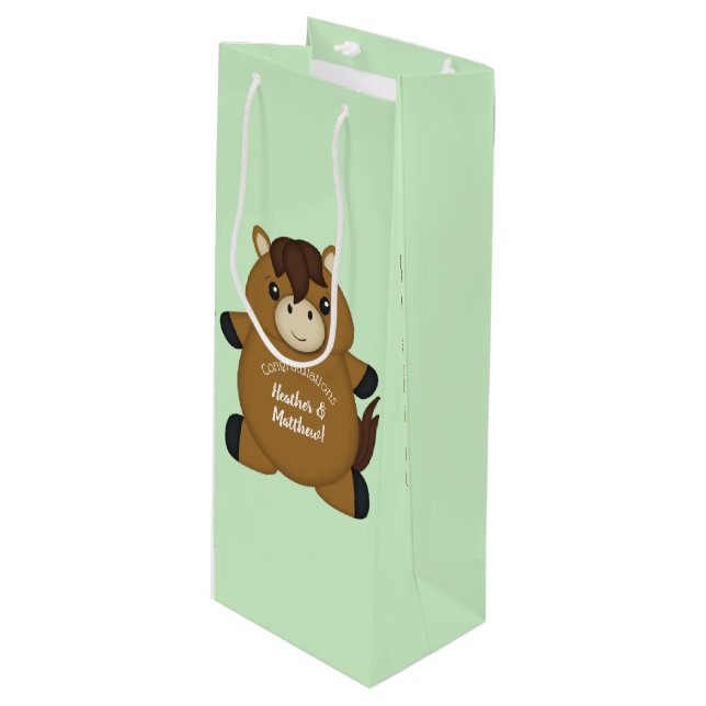 Horse Baby Shower Wine Gift Bag (Front Angled)