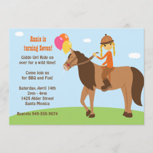 Horse Back Rider Birthday Party Invitation