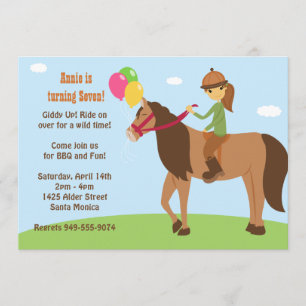 Horse Back Rider Birthday Party Invitation