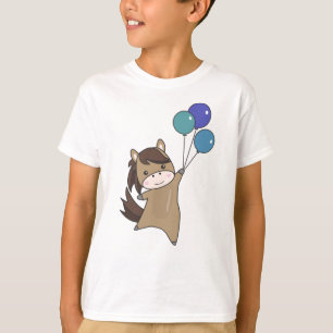Horse Balloons Flies Cute Animals For Kids T-Shirt