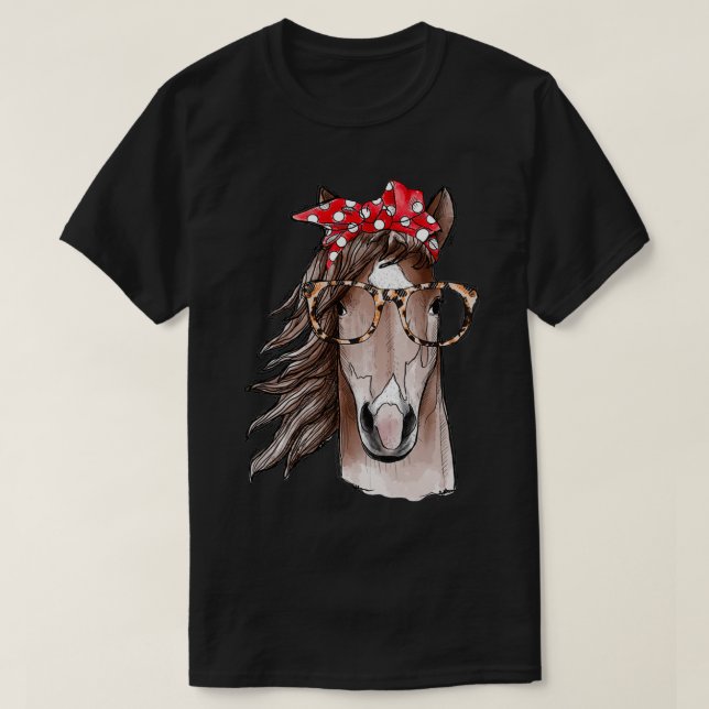 horse bandanna and glasses T-Shirt (Design Front)