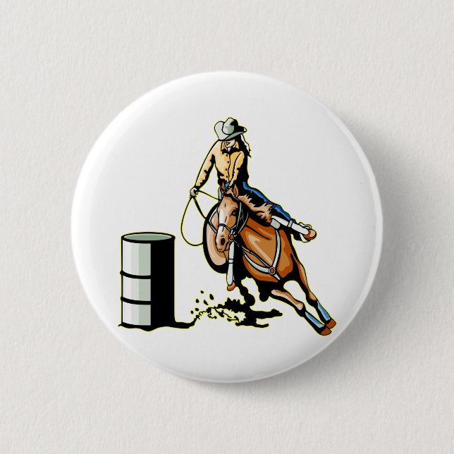 Horse Barrel Racing 6 Cm Round Badge (Front)