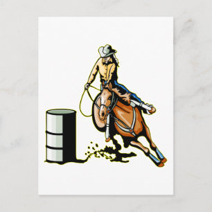 Horse Barrel Racing Postcard