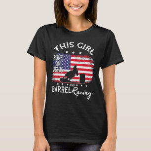 Horse Barrel Racing This Girl Runs On Jesus Rodeo T-Shirt