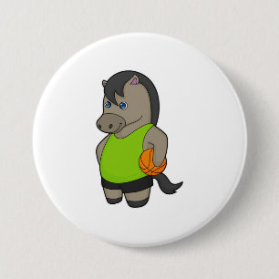 Horse Basketball player Basketball 7.5 Cm Round Badge