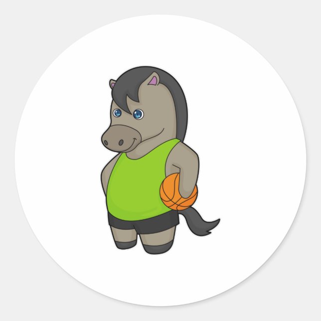 Horse Basketball player Basketball Classic Round Sticker (Front)