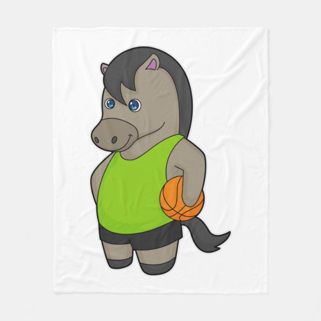 Horse Basketball player Basketball Fleece Blanket (Front)