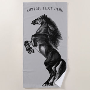 Horse Beach Towel Custom Text - Choose Colours