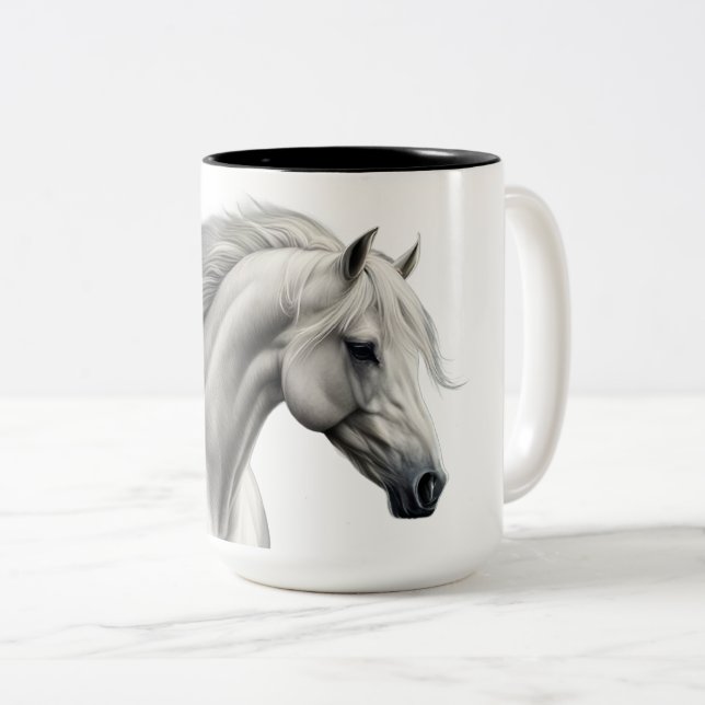 Horse Beautiful White Two-Tone Coffee Mug (Front Right)