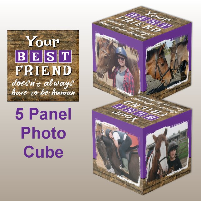 Horse best friend 4 photo rustic brown purple cube (Creator Uploaded)