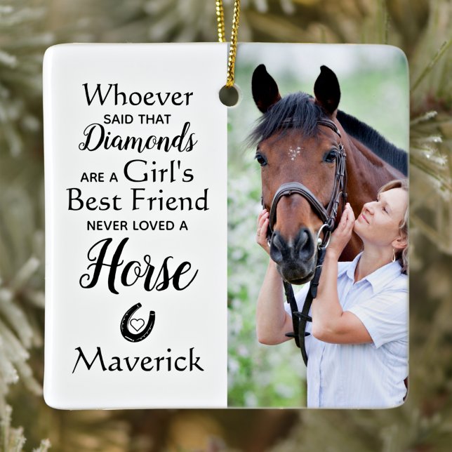 Horse Best Friend Equestrian Horse Lover Pet Photo Ceramic Ornament (Creator Uploaded)
