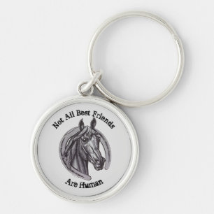 Horse Best Friend Vintage Sketch Horseshoe Animal Key Ring