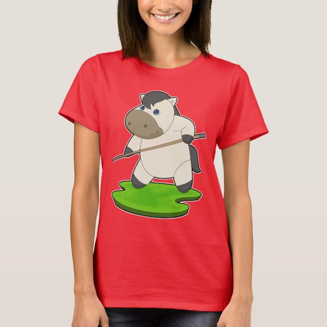 Horse Billiard Queue T-Shirt (Front)