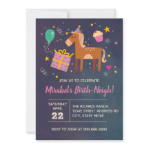 Horse Birthday Birth-Neigh Invitation any age 