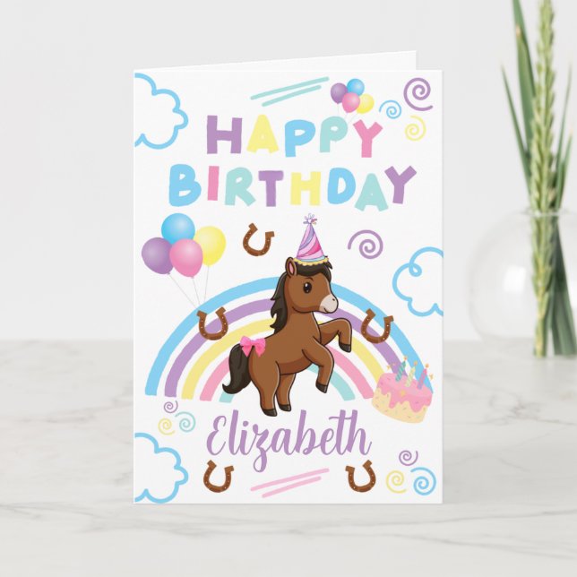 Horse Birthday Card in White (Front)