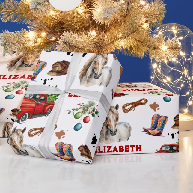 Horse Birthday Christmas Cowgirl  Wrapping Paper (Holidays)