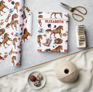 Horse Birthday Girl Cowgirl  Wrapping Paper
