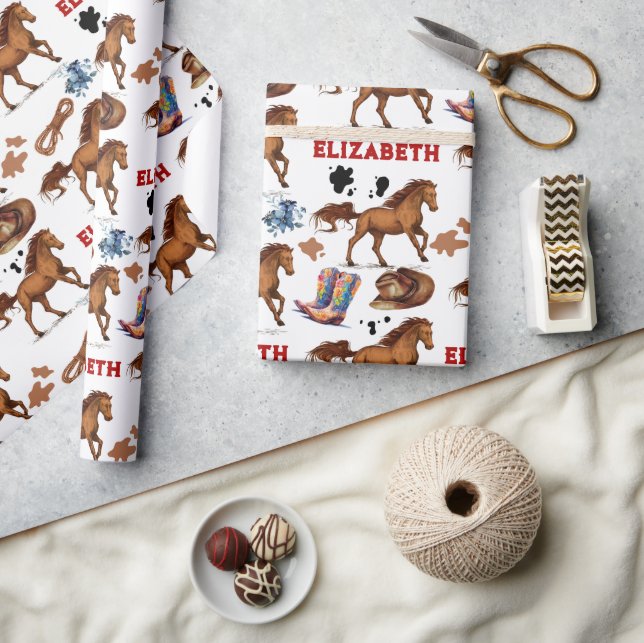 Horse Birthday Girl Cowgirl  Wrapping Paper (Crafts)