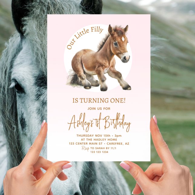 Horse Birthday Girls 1st Invitation (Creator Uploaded)