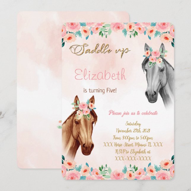 Horse Birthday Invitation (Front/Back)