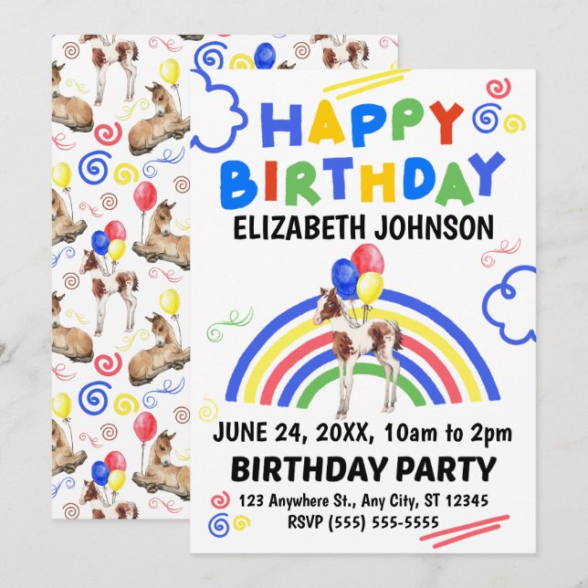 Horse Birthday Invitation (Front/Back)