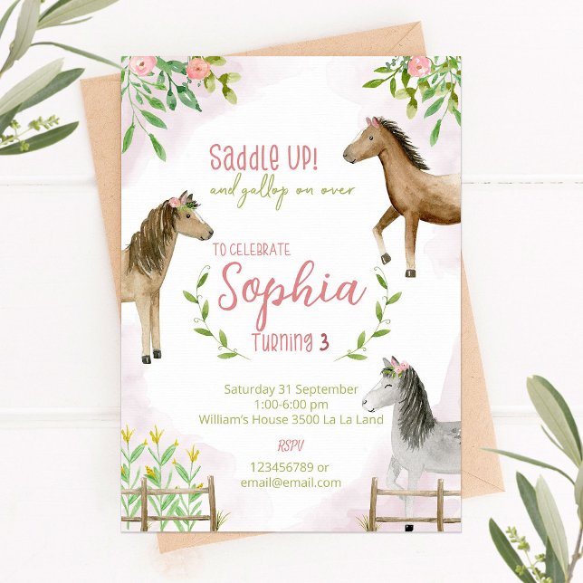 Horse Birthday invitation, Cowgirl invite  (Creator Uploaded)