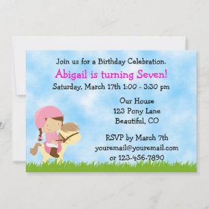 Horse Birthday Invitation for Girls