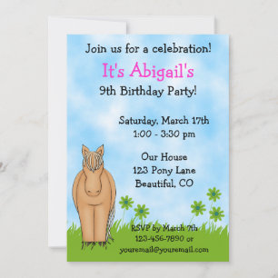 Horse Birthday Invitation for Girls