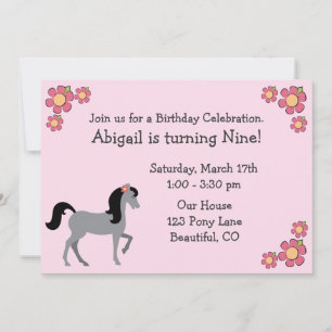 Horse Birthday Invitation for Girls
