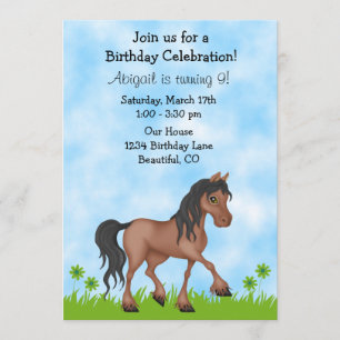 Horse Birthday Invitation for Girls