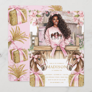 Horse Birthday Invitation with Black Girl