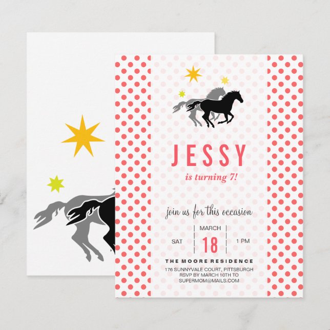 Horse Birthday Invitations (Front/Back)