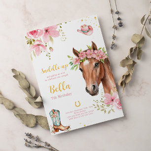 Horse Birthday Party Bohemian Cowgirl Birthday  Invitation
