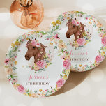 Horse Birthday Party Cowgirl Pink Floral Birthday  Paper Plate<br><div class="desc">Horse Birthday Party Cowgirl Pink Floral Birthday Paper Plates
All designs are © PIXEL PERFECTION PARTY LTD</div>