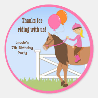 Horse Birthday Party Favour Stickers