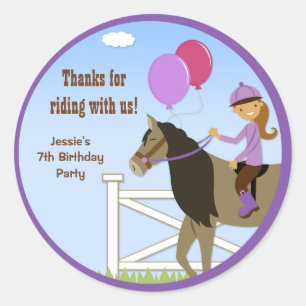 Horse Birthday Party Favour Stickers