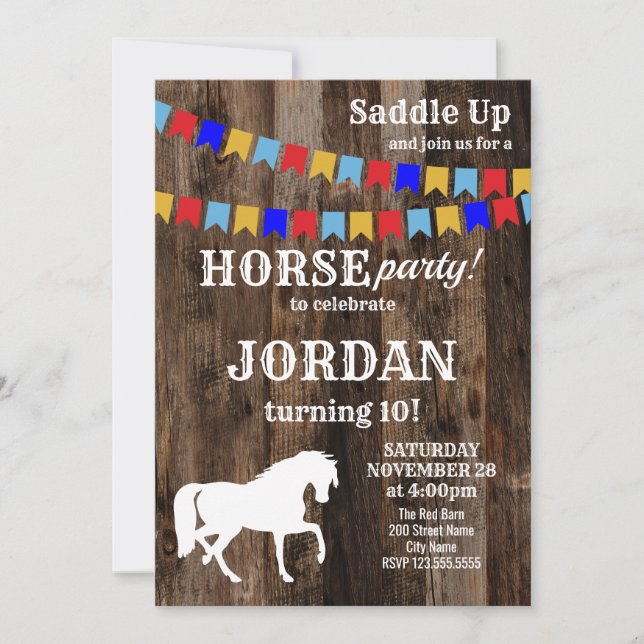 Horse birthday party Invitation (Front)