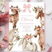 Horse birthday party invitation, Girl horse invita