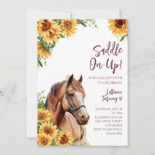 Horse Birthday Party Invitation Sunflowers