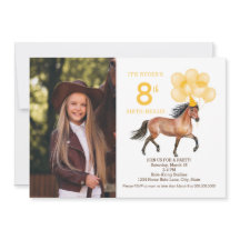 Horse birthday Party Photo invitation Yellow