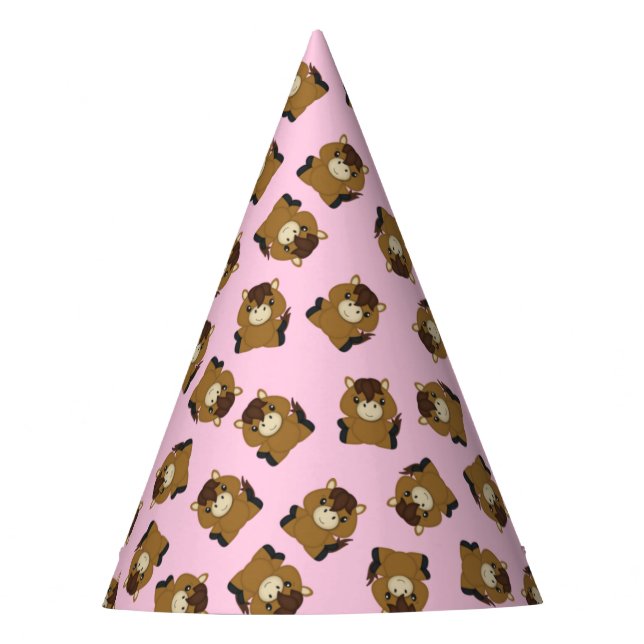 Horse Birthday Party Pink Party Hat (Front)