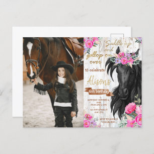 Horse Birthday Party rustic Cowgirl Birthday Postcard
