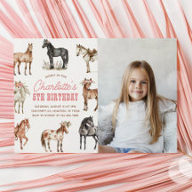 Horse Birthday Photo Invitation